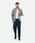 Biker in Pelle Tamponata da Uomo Grigio – Axel | Leather Trend