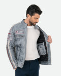 Biker in Pelle Tamponata da Uomo Grigio – Axel | Leather Trend