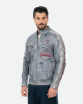 Men's Gray Buffed Leather Biker Jacket – Axel | Leather Trend