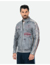 Biker in Pelle Tamponata da Uomo Grigio – Axel | Leather Trend