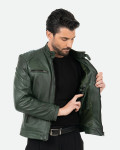 Giacca biker verde da uomo – Avatar | Leather Trend