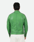 Biker in Pelle da Uomo Verde Kawasaki – Axel | Leather Trend