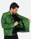 Men’s Crocodile-Effect Leather Perfecto Jacket - Vasco