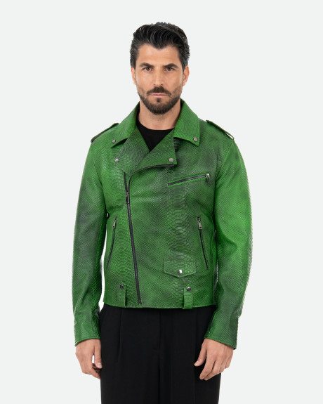 Chiodo Uomo Effetto Cocco in Pelle - Vasco | Leather Trend
