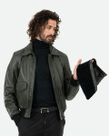 Men's Leather and Shearling Bomber Jacket - Leo | Leather Trend