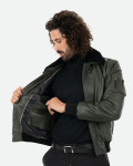 Men's Leather and Shearling Bomber Jacket - Leo | Leather Trend