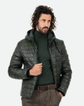 Piumino in pelle da uomo verde - Rio | Leather Trend
