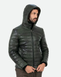 Men's Green Leather Down Jacket - Rio | Leather Trend