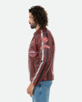 Biker in Pelle Tamponata da Uomo Bordeaux – Axel | Leather Trend