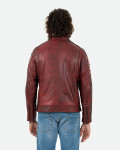 Biker in Pelle Tamponata da Uomo Bordeaux – Axel | Leather Trend