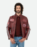 Men's Bordeaux Buffed Leather Biker Jacket – Axel | Leather Trend