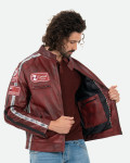 Men's Bordeaux Buffed Leather Biker Jacket – Axel | Leather Trend