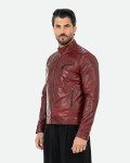 Giacca Biker Uomo Bordeaux in Pelle - U06 | Leather Trend