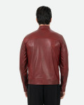 Giacca Biker Uomo Bordeaux in Pelle - U06 | Leather Trend