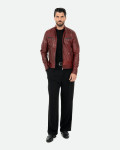 Giacca Biker Uomo Bordeaux in Pelle - U06 | Leather Trend