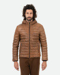 Men's Light Brown Leather Down Jacket - Rio | Leather Trend