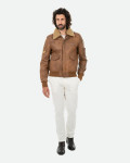 Light Brown Leather and Shearling Bomber Jacket | Leather Trend