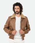 Bomber in Pelle e Montone Cuoio - Dante | Leather Trend