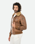 Bomber in Pelle e Montone Cuoio - Dante | Leather Trend