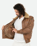 Bomber in Pelle e Montone Cuoio - Dante | Leather Trend