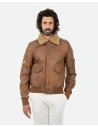 Bomber in Pelle e Montone Cuoio - Dante | Leather Trend