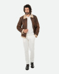 Leather jacket with shearling-effect lining | Leather Trend