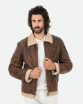 Leather jacket with shearling-effect lining | Leather Trend