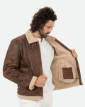 Leather jacket with shearling-effect lining | Leather Trend