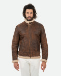 Leather jacket with shearling-effect lining | Leather Trend