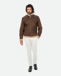 Leather jacket with shearling-effect lining | Leather Trend