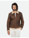 Leather jacket with shearling-effect lining | Leather Trend