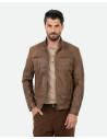 Men's Light Brown Leather Biker Jacket - Attila | Leather Trend