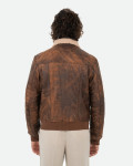 Bomber in pelle con interno effetto shearling | Leather Trend