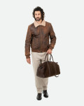 Bomber in pelle con interno effetto shearling | Leather Trend
