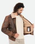 Bomber in pelle con interno effetto shearling | Leather Trend