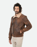 Bomber in pelle con interno effetto shearling | Leather Trend