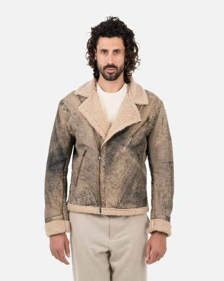 Leather perfecto with shearling-effect lining | Leather Trend