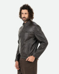 Men's Dark Brown Leather Biker Jacket - Attila | Leather Trend