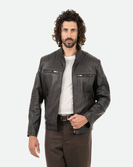 Biker in Pelle da Uomo Testa di Moro - Attila | Leather Trend 2