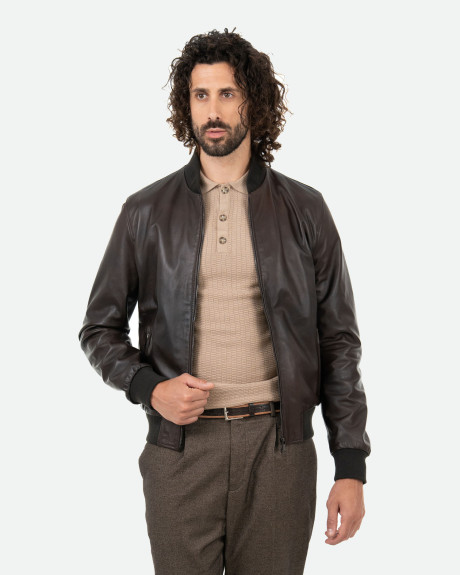 Men's Leather Bomber Jacket – David | Leather Trend