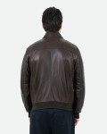 Men's Dark Brown Leather Bomber Jacket - Fonzie | Leather Trend
