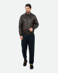 Men's Dark Brown Leather Bomber Jacket - Fonzie | Leather Trend