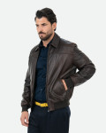 Men's Dark Brown Leather Bomber Jacket - Fonzie | Leather Trend