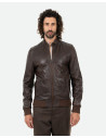 Men's Dark Brown Leather Bomber Jacket - Napoli | Leather Trend
