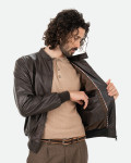 Men's Dark Brown Leather Bomber Jacket - Frank | Leather Trend