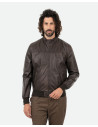 Men's Dark Brown Leather Bomber Jacket - Frank | Leather Trend