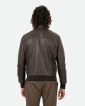 Men's Dark Brown Leather Bomber Jacket - Frank | Leather Trend