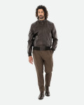 Men's Dark Brown Leather Bomber Jacket - Frank | Leather Trend