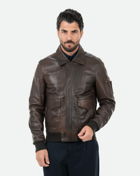 Men's Leather Bomber Jacket - Leo | Leather Trend