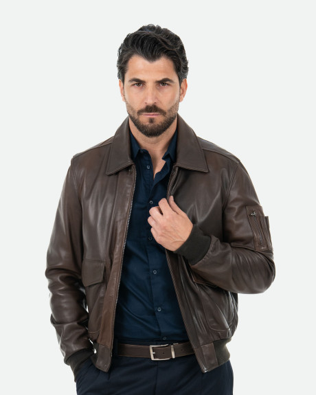 Men's Leather Bomber Jacket - Leo | Leather Trend 2